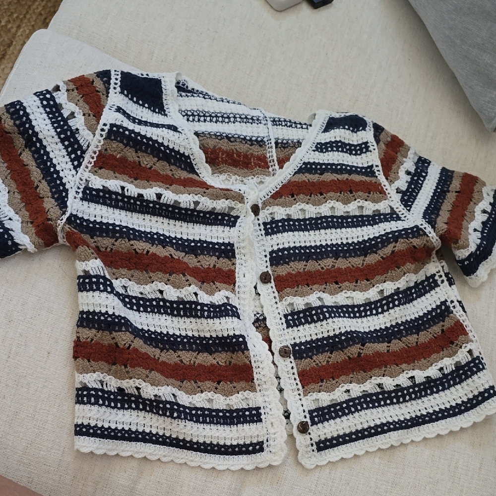 Striped Crochet Cardigan